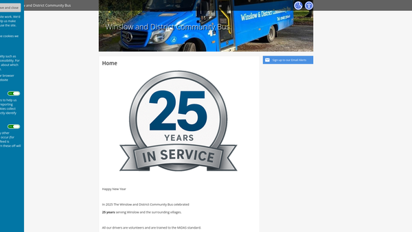 Screenshot of the Winslow And District Community Bus website