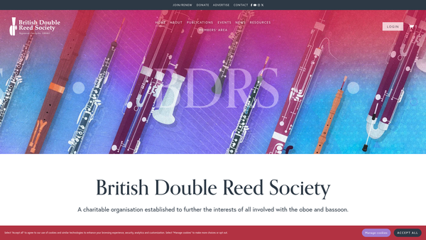 Screenshot of the The British Double Reed Society website