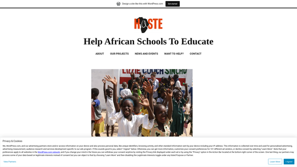 Screenshot of the (Haste) Help African Schools To Educate website