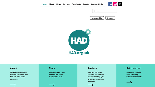 Screenshot of the Harrow Association Of Disabled People website