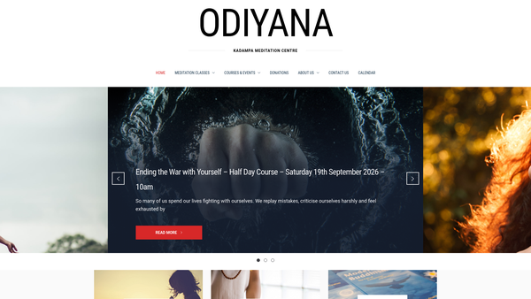 Screenshot of the Odiyana Kadampa Meditation Centre Ltd website