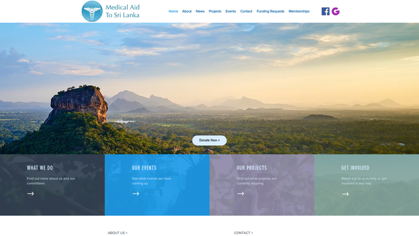 Screenshot of the United Kingdom Association For Medical Aid To Sri Lanka website