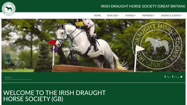 Screenshot of the The Irish Draught Horse Society (Great Britain) website