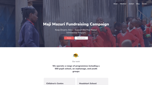 Screenshot of the Maji Mazuri Social Economic Development Services, Kenya website