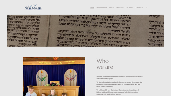 Screenshot of the Hull Reform Synagogue website