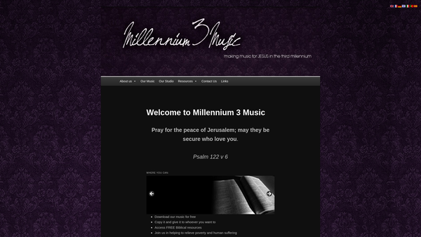 Screenshot of the Millennium 3 Music website