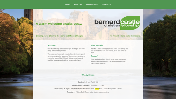 Screenshot of the Barnard Castle Christian Fellowship website