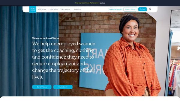 Screenshot of the Smart Works Charity website