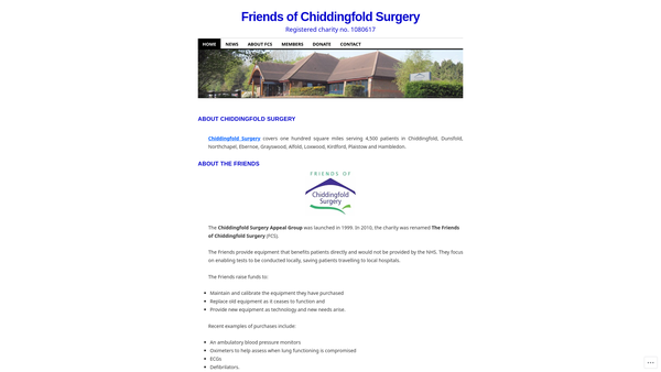 Screenshot of the Friends Of Chiddingfold Surgery website