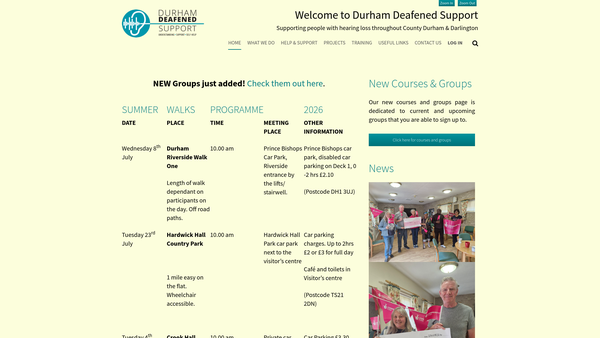 Screenshot of the Durham Deafened Support website