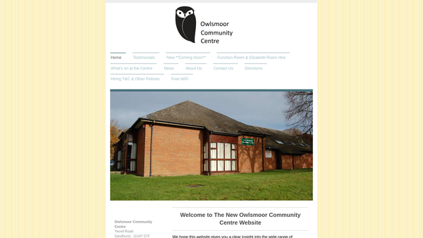 Screenshot of the New Owlsmoor Centre website