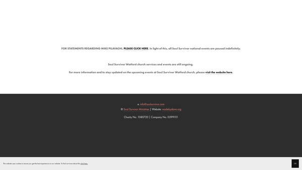 Screenshot of the Soul Survivor website