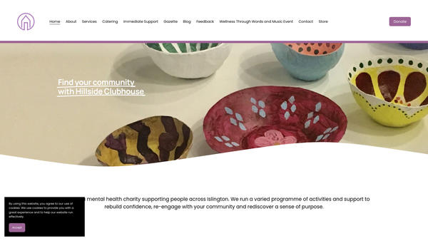 Screenshot of the Hillside Clubhouse website