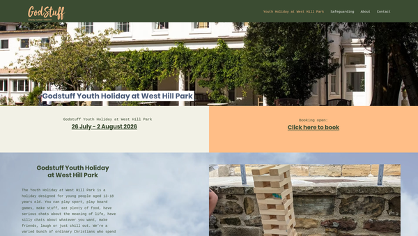 Screenshot of the Godstuff website