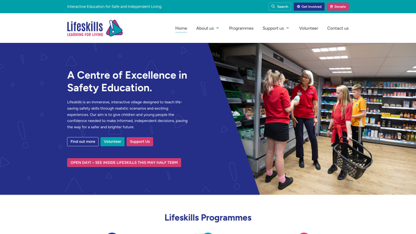 Screenshot of the Lifeskills Learning For Living website