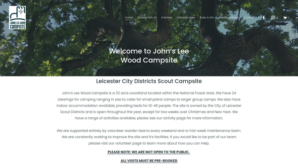 Screenshot of the The City Of Leicester Scout Districts Management Charitable Trust website