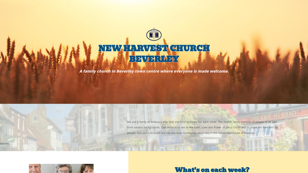 Screenshot of the New Harvest Christian Fellowship Beverley Trust website