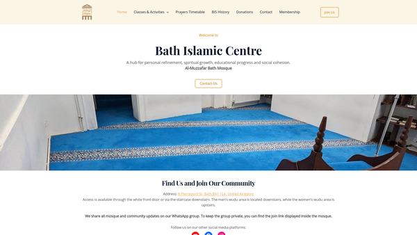 Screenshot of the The Bath Islamic Society Limited website