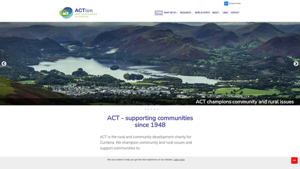 Screenshot of the Voluntary Action Cumbria website
