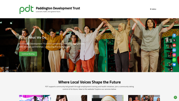 Screenshot of the Paddington Development Trust website