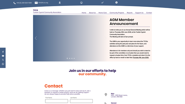 Screenshot of the Turkish Cypriot Community Association website