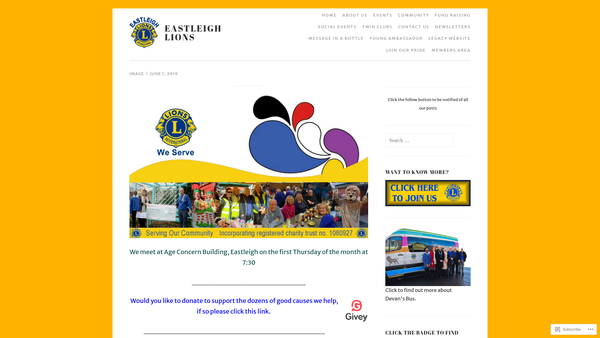 Screenshot of the Eastleigh Lions Club Charitable Trust Fund website