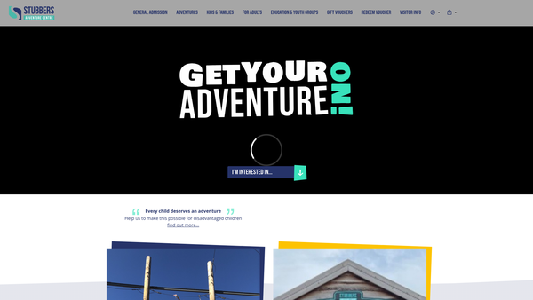 Screenshot of the Stubbers Adventure Centre website