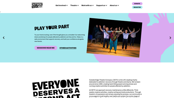 Screenshot of the Outside Edge Theatre Company website
