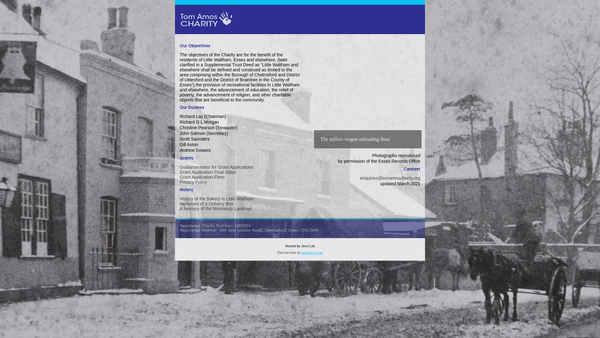Screenshot of the Tom Amos Charity website