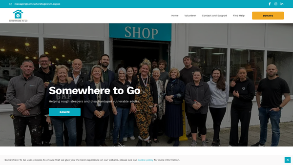 Screenshot of the Somewhere To Go Limited website