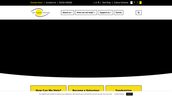 Screenshot of the Derbyshire Association Of The Blind Ltd website