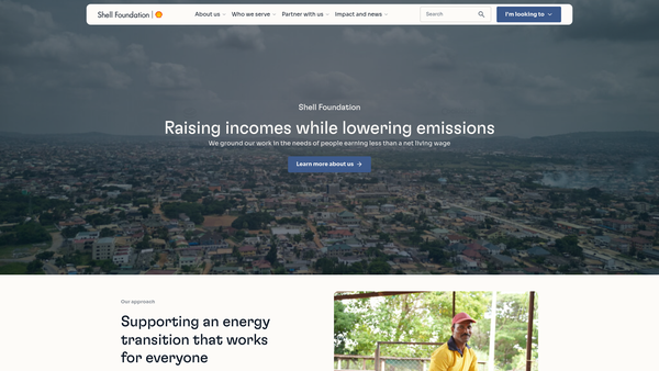 Screenshot of the Shell Foundation website
