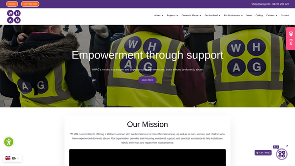 Screenshot of the Whag website