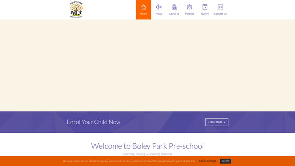 Screenshot of the Boley Park Pre School website