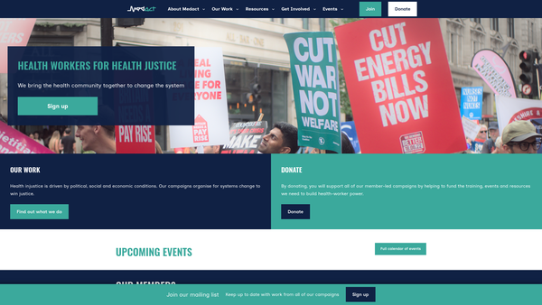Screenshot of the Medact website