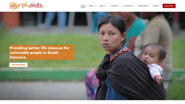 Screenshot of the Orphaids UK website