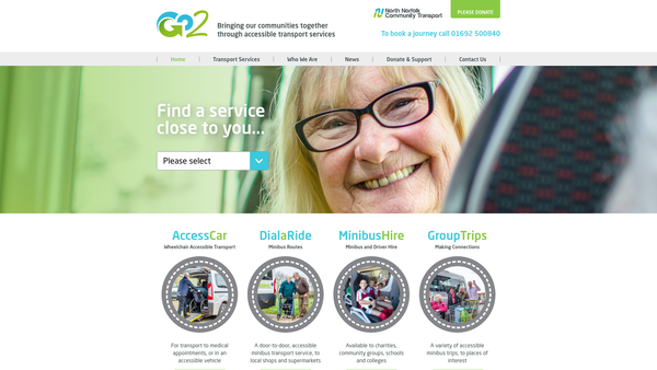 Screenshot of the North Norfolk Community Transport website