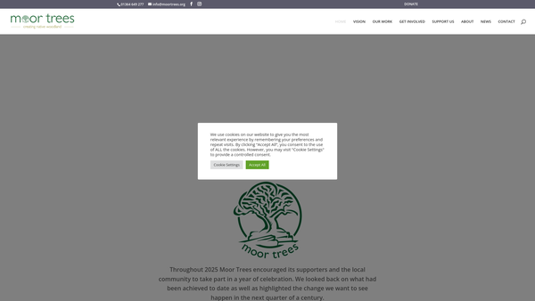 Screenshot of the Moor Trees website