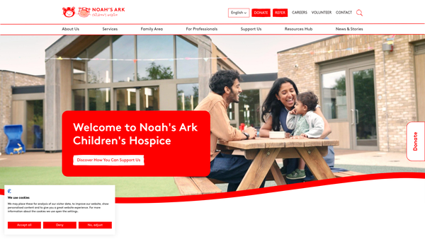 Screenshot of the Noah's Ark - The Children's Hospice website