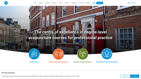 Screenshot of the Northern College Of Acupuncture website