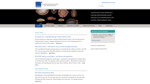 Screenshot of the The International Society For Seed Science website