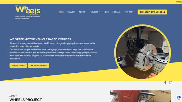 Screenshot of the The Wheels Project Limited website