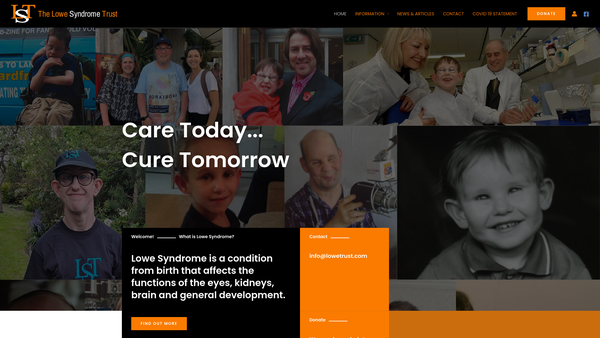 Screenshot of the The Lowe Syndrome Trust website