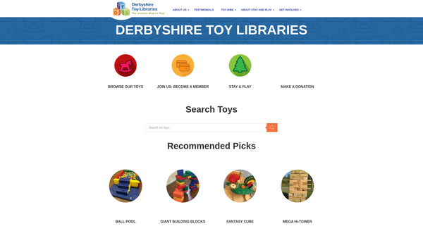 Screenshot of the Derbyshire Toy Libraries (Dtl) website