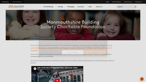 Screenshot of the Monmouthshire Building Society Charitable Foundation website
