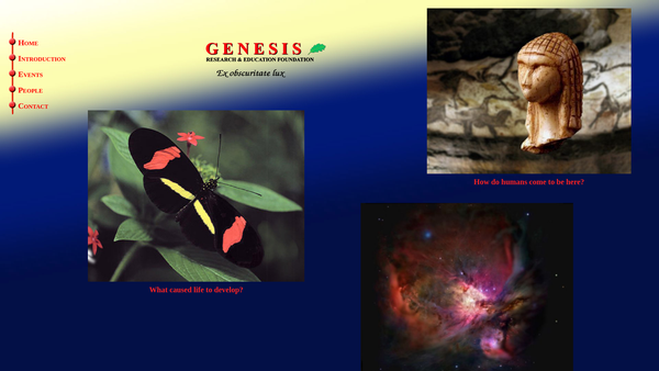 Screenshot of the Genesis Research & Education Foundation website