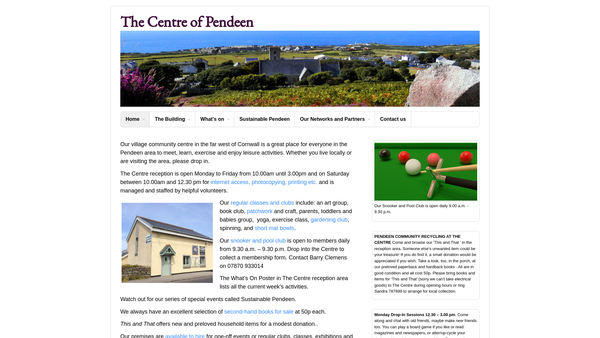 Screenshot of the Centre Of Pendeen website