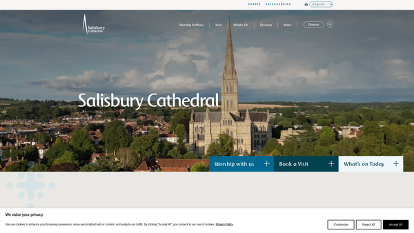 Screenshot of the The Magna Carta Trust For Salisbury Cathedral website