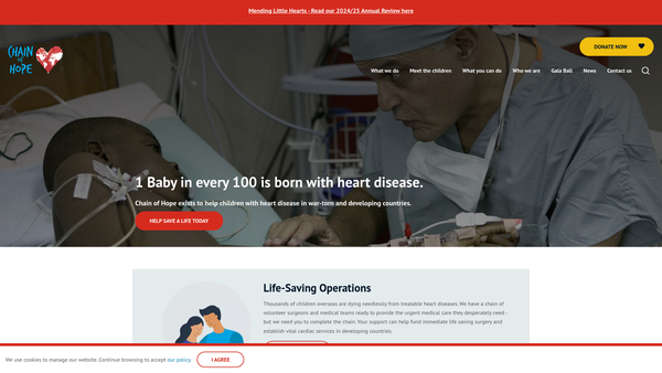 Screenshot of the Chain Of Hope website