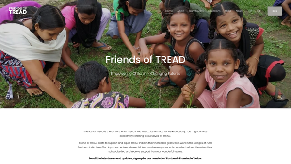 Screenshot of the Friends Of Tread website